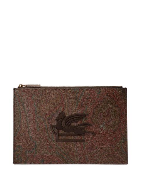ETRO logo embroidered clutch bag - Brown - zdjęcie produktu nr 1