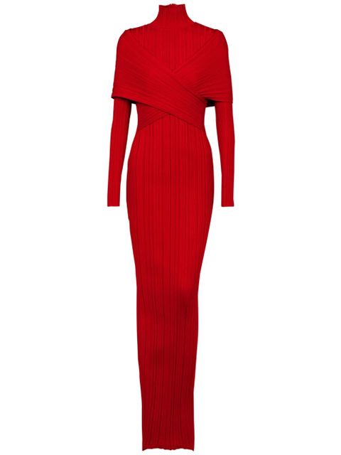 Balmain pleated knit dress - Red
