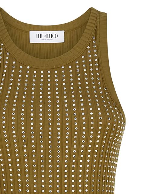 The Attico ribbed embellished midi dress - Green