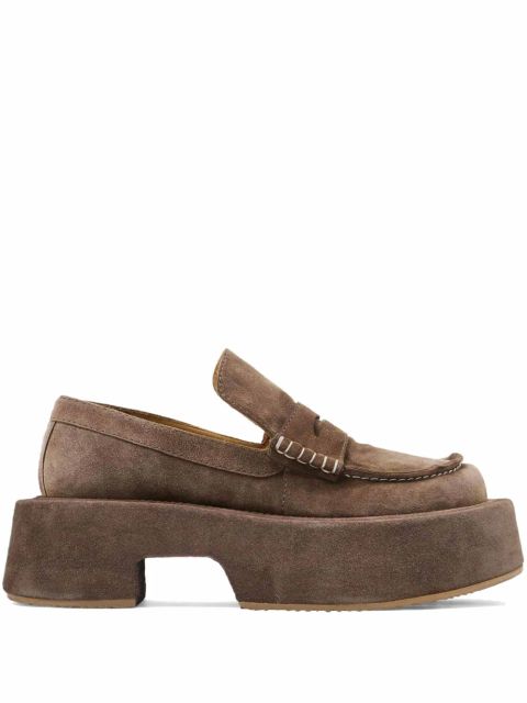 JW Anderson 50mm leather platform loafers - Brown