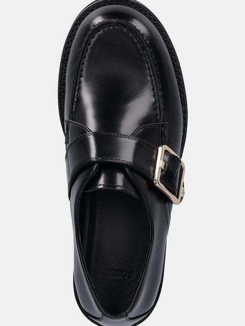 BOSS półbuty skórzane Eleri damskie kolor czarny na platformie 50548740