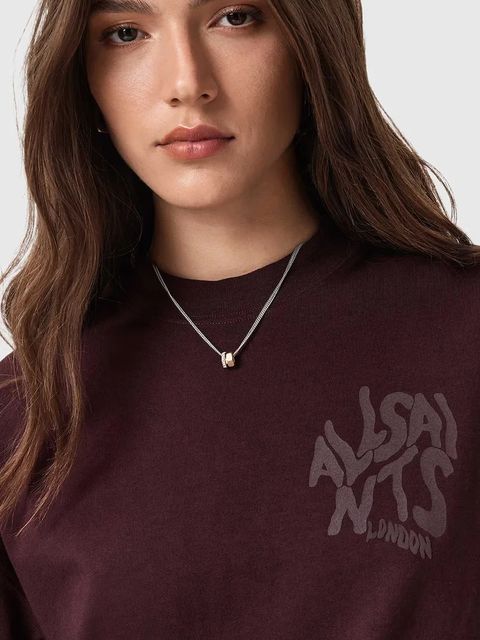 AllSaints t-shirt bawełniany damski kolor brązowy W181JD