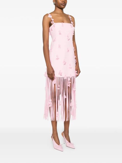 Simkhai Juliana floral fringed midi dress - Pink