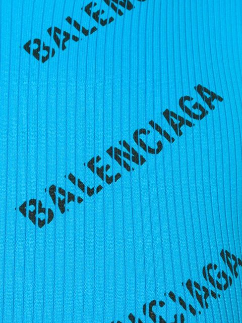 Balenciaga allover logo wrap dress - Blue