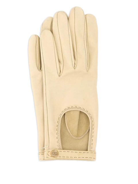 Valentino Garavani cut-out VLogo leather gloves - Neutrals - zdjęcie produktu nr 1