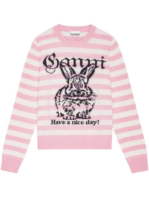 GANNI intarsia-knit jumper - Pink - zdjęcie produktu nr 1