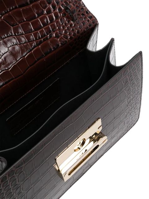 Victoria Beckham embossed-crocodile shoulder bag - Brown
