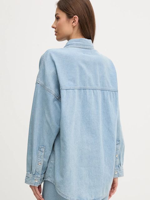 Calvin Klein Jeans koszula jeansowa damska kolor niebieski relaxed z kołnierzykiem klasycznym LV047C709G - zdjęcie produktu nr 2