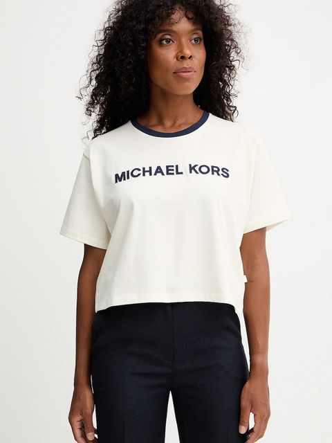 MICHAEL Michael Kors t-shirt bawełniany damski kolor beżowy MF551WN2ZU - zdjęcie produktu nr 1