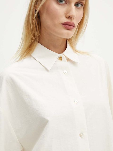 AERON koszula damska kolor beżowy relaxed z kołnierzykiem klasycznym CRSH162471