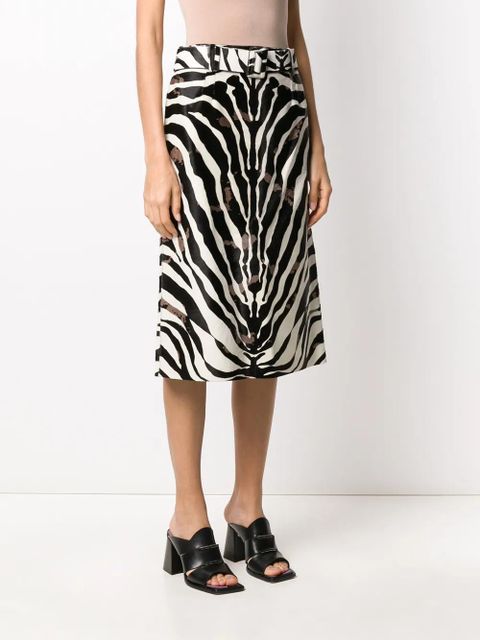 Tod's zebra print calf hair skirt - Black