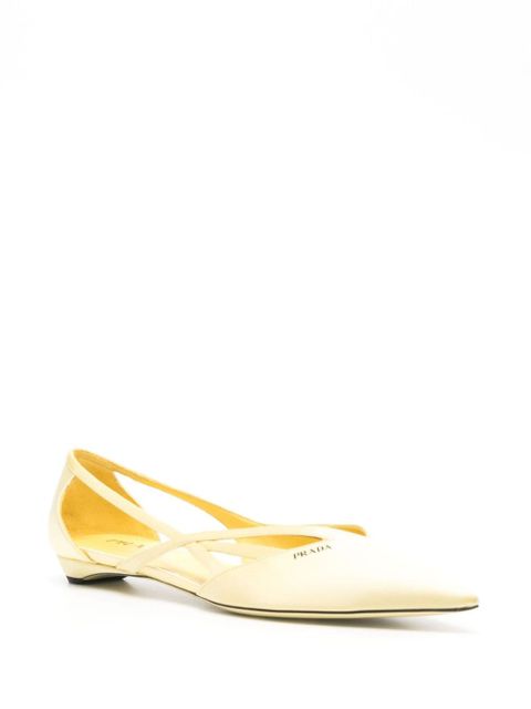 Prada cut out-detail ballet flats - White