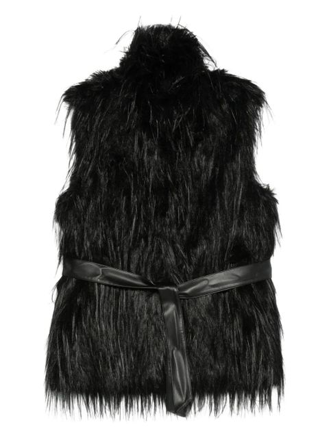 PINKO faux-fur belted gilet - Black - zdjęcie produktu nr 1