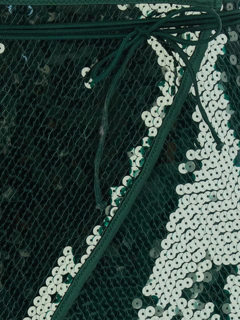 Oséree sequin-embellishment tie-detail mini skirt - Green