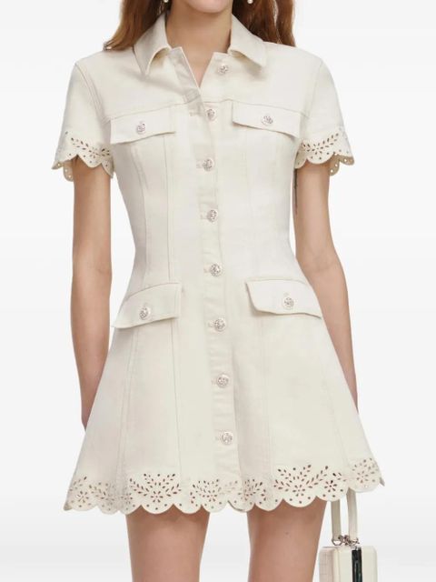 Self-Portrait jewel-embellished mini dress - Neutrals