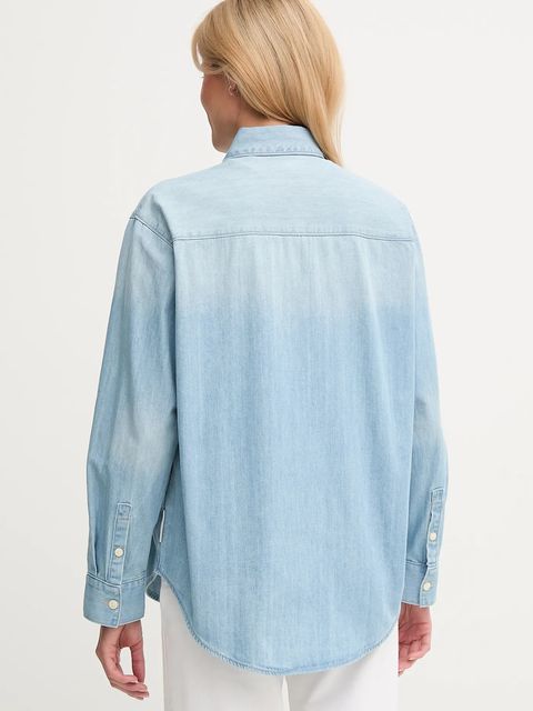 Calvin Klein Jeans koszula jeansowa damska kolor niebieski regular z kołnierzykiem klasycznym LV047D752G