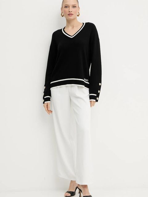 Liu Jo sweter z domieszką jedwabiu damski kolor czarny TF5229.MS59L - zdjęcie produktu nr 2