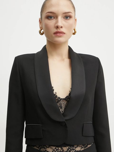 ERMANNO Firenze marynarka kolor czarny jednorzędowa gładka 56TI007E22