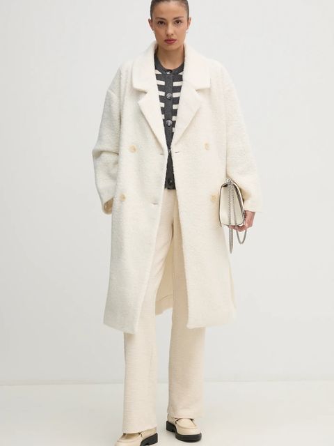 OUI spodnie damskie kolor beżowy proste high waist 91672 - zdjęcie produktu nr 2