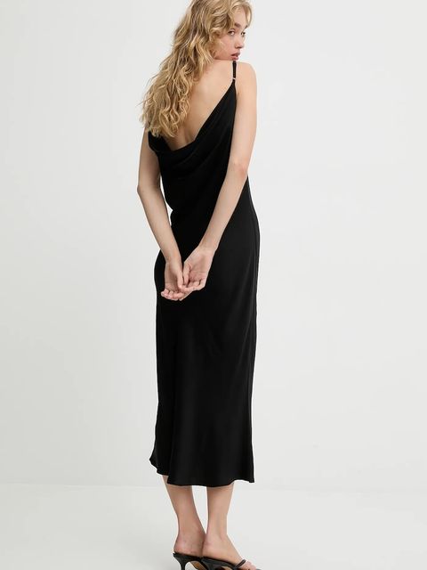 Answear.LAB sukienka kolor czarny maxi prosta