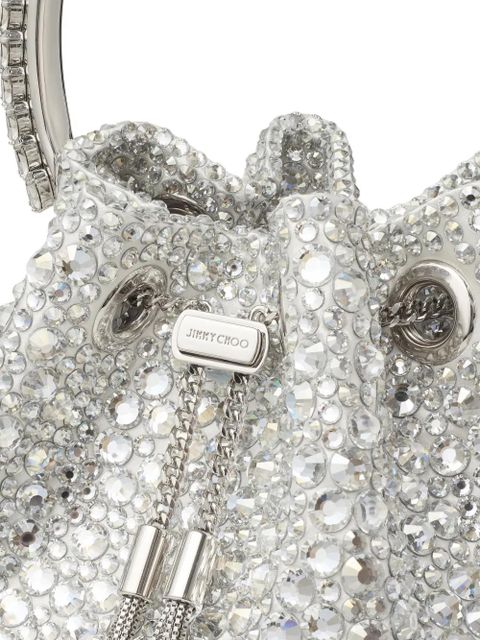 Jimmy Choo Bon Bon crystal-embellished circle-handle bucket bag - Silver