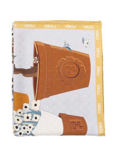 FENDI Gardening-print silk scarf - Blue - zdjęcie produktu nr 1