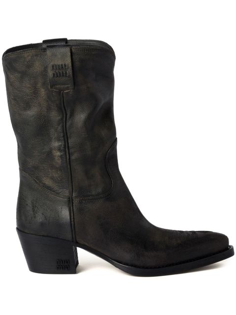 Miu Miu leather boots - Black - zdjęcie produktu nr 1