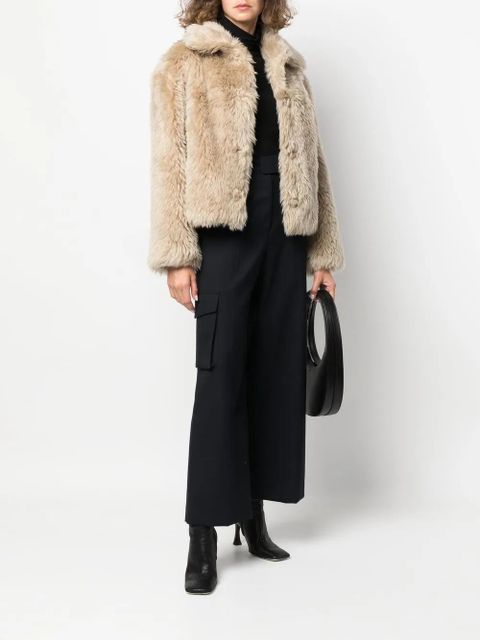 Yves Salomon long-haired wool coat - Neutrals