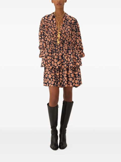 Chloé floral gathered dress - Blue