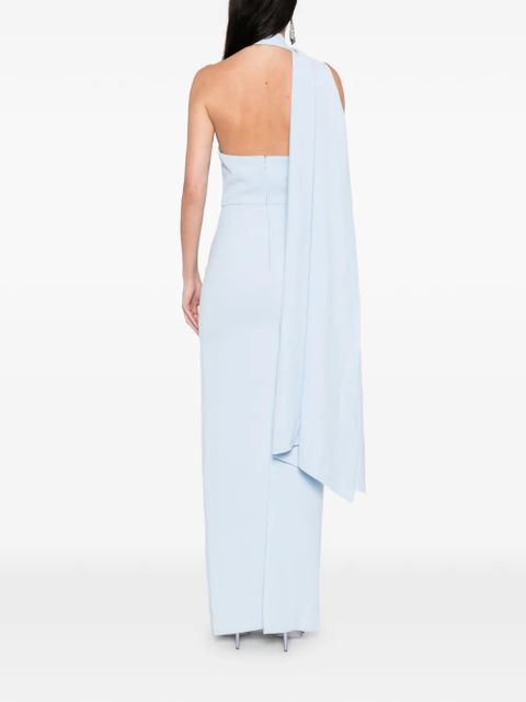 Solace London one-shoulder drape dress - Blue