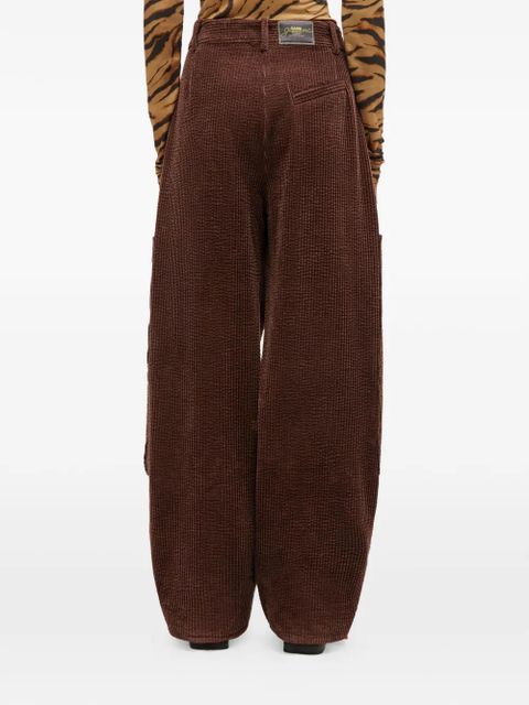 GANNI curved corduroy palazzo pants - Brown