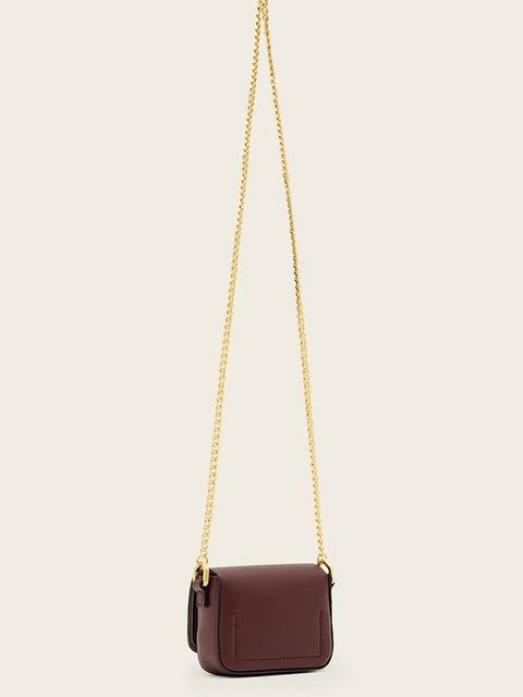 AllSaints torebka skórzana ETTA kolor bordowy W340XD