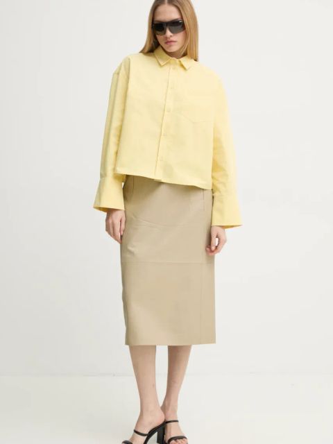 2NDDAY koszula Clarin damska kolor żółty relaxed z kołnierzykiem klasycznym 2252130229