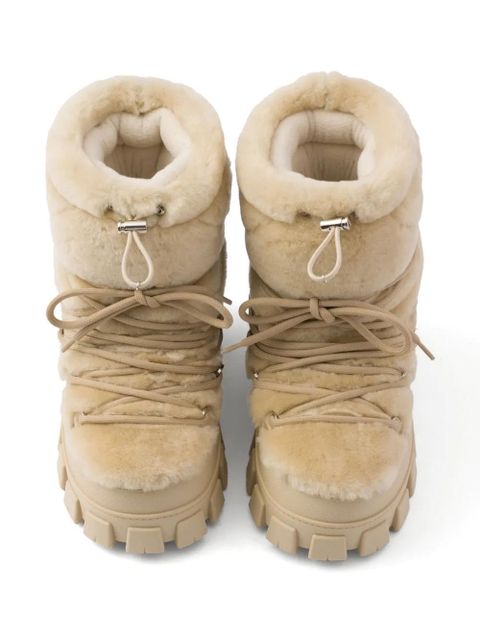 Prada Après ski shearling boots - Neutrals