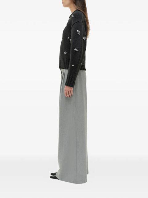 Simkhai Coraline floral-embellished crew-neck sweater - Black