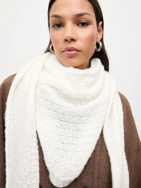 Answear.LAB szalik z wełną merino damski kolor beżowy gładki - zdjęcie produktu nr 1