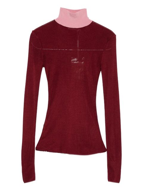 Self-Portrait high-neck long-sleeve sweater - Red