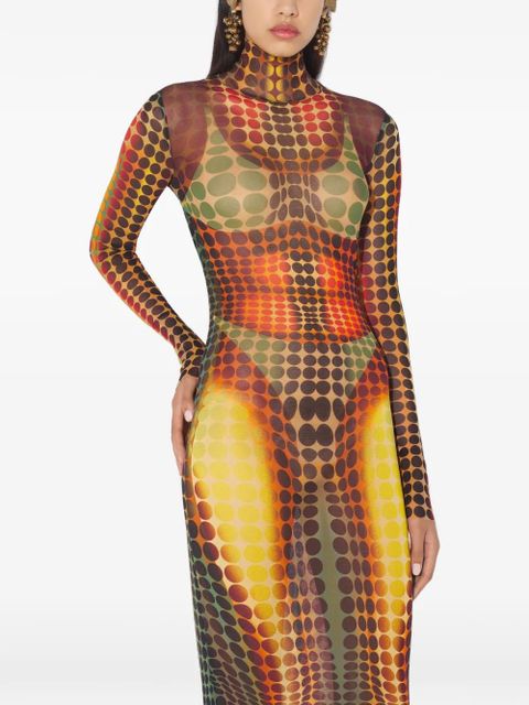 Jean Paul Gaultier high-neck dots maxi dress - Brown