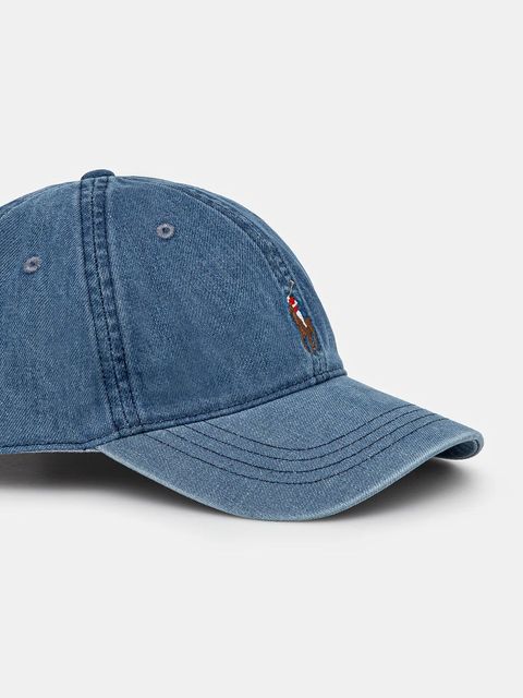 Polo Ralph Lauren czapka z daszkiem bawełniana kolor niebieski z aplikacją 211967367