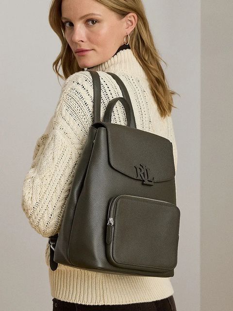 Lauren Ralph Lauren plecak skórzany damski kolor zielony duży gładki 431969355