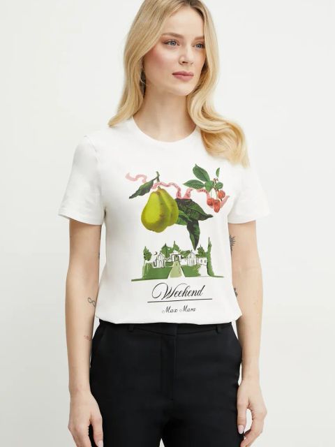 Weekend Max Mara t-shirt bawełniany damski kolor biały 2515971052600