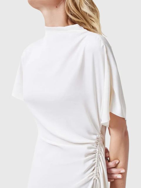 AllSaints sukienka ROSIE kolor biały midi rozkloszowana W043DC