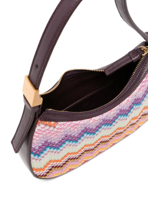Missoni mini zigzag-knit leather-trim shoulder bag - Purple