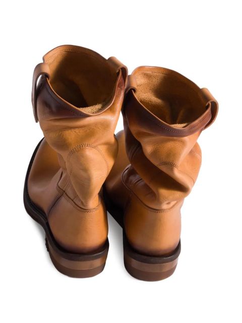 Miu Miu slouchy leather boots - Brown