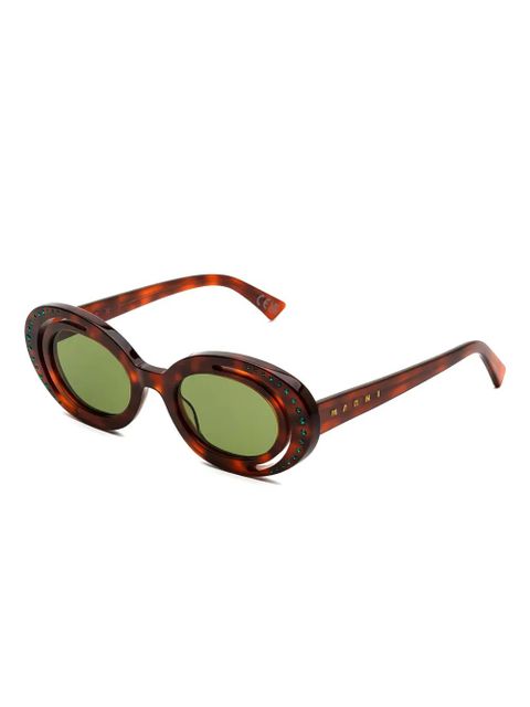 Marni Eyewear Zion Canyon crystal-embellished sunglasses - Brown - zdjęcie produktu nr 1