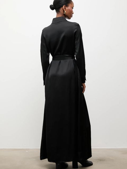 Answear.LAB sukienka kolor czarny maxi rozkloszowana