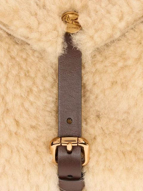 ETRO shearling-embellished cross body bag - Neutrals