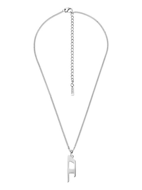Diesel logo-pendant necklace - Grey