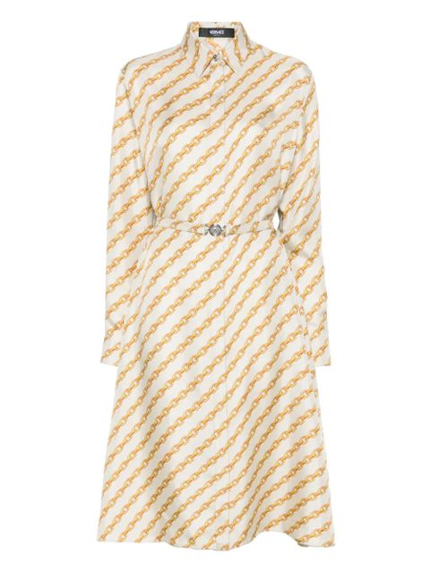 Versace Oblique Chain-print shirt dress - Neutrals - zdjęcie produktu nr 1