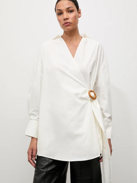 Answear.LAB koszula bawełniana damska kolor beżowy relaxed z kołnierzykiem klasycznym - zdjęcie produktu nr 1